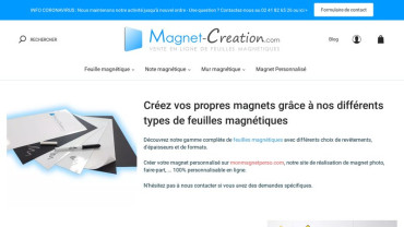 Page d'accueil du site : Magnet Création 