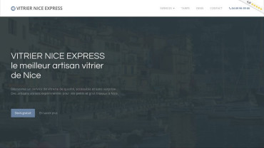 Page d'accueil du site : Vitrier Nice Express