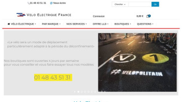 Page d'accueil du site : Vélo Electrique France