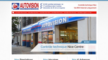 Page d'accueil du site : Autivision Nice