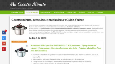 Page d'accueil du site : Ma Cocotte Minute