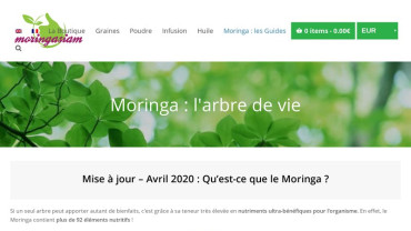 Page d'accueil du site : Moringa