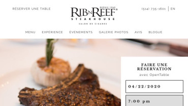 Page d'accueil du site : Rib'N Reef Steakhouse