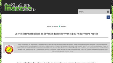 Page d'accueil du site : Vente Insecte
