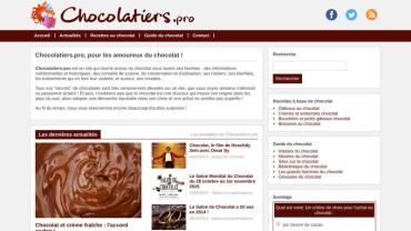 Page d'accueil du site : Chocolatiers.pro