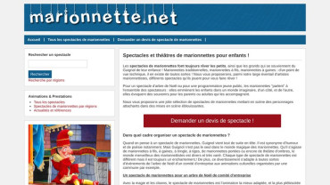 Page d'accueil du site : Marionnette.net