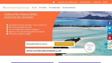 Page d'accueil du site : Garantie Financière Agence de Voyages