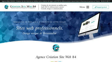 Page d'accueil du site : Création Site Web 84
