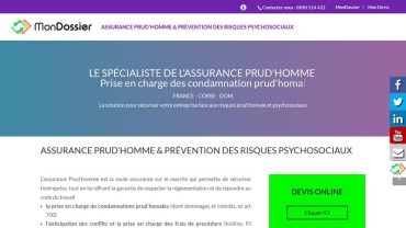 Page d'accueil du site : Assurance Prudhomme