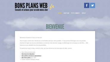 Page d'accueil du site : Bons Plans Web  