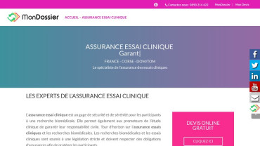 Page d'accueil du site : Assurance Essai Clinique