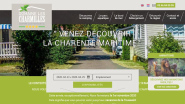 Page d'accueil du site : Domaine des Charmilles