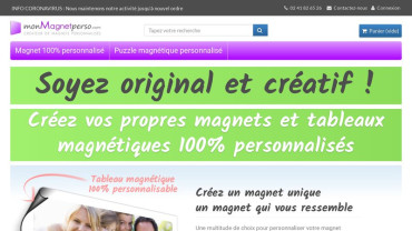Page d'accueil du site : Mon Magnet Perso