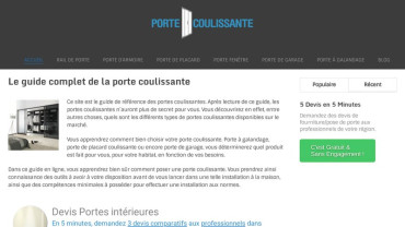 Page d'accueil du site : Portes Coulissantes