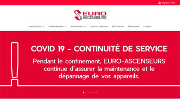Page d'accueil du site : Euro Ascenseurs