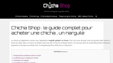 Page d'accueil du site : Chicha Shop