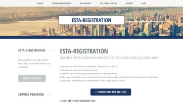 Page d'accueil du site : Esta registration